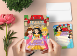 Princess Party Invitation Cards for Kids, 20 Invites & 20 Envelopes