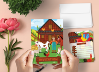 Farm Animals Party Invitation Cards for Kids, 20 Invites & 20 Envelopes