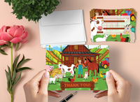 Farm Animals Thank You Cards for Kids, 20 Notes & 20 Envelopes