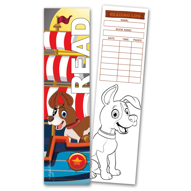 Pirate Dog 'Read' Coloring Bookmarks with Reading Logs (30 count)
