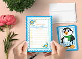 It's a Boy Penguin Baby Shower Invitations – 20 Cards & 20 Envelopes