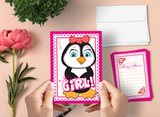 It's a Girl Penguin Baby Shower Invitations – 20 Cards & 20 Envelopes