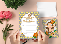 Let's go Bananas Sweet Monkey Baby Shower Invitations – 20 Cards & 20 Envelopes
