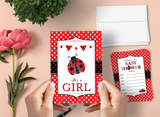 It's a Girl Ladybug Baby Shower Invitations – 20 Cards & 20 Envelopes