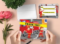 Fireman Thank You Cards for Kids, 20 Notes & 20 Envelopes