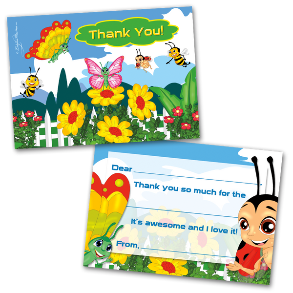 Fun in the Sun Thank You Cards for Kids, 20 Notes & 20 Envelopes