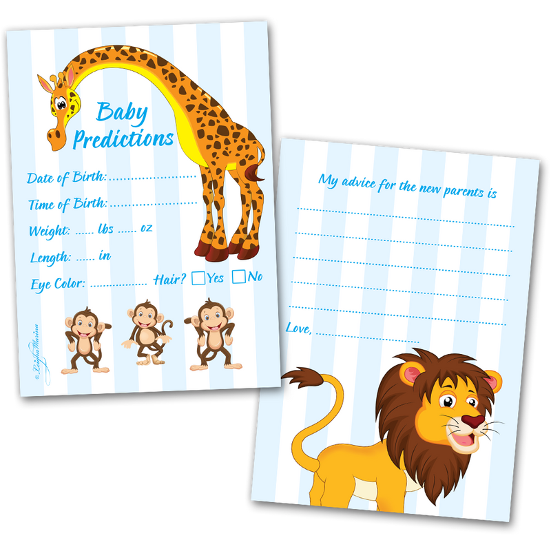 Baby Shower Predictions Guessing Game and Advice Notes for New Parents - For Boys - 40 Cards