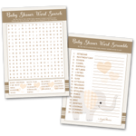 Baby Shower Game Cards Word Search and Word Scramble - 40 Cards