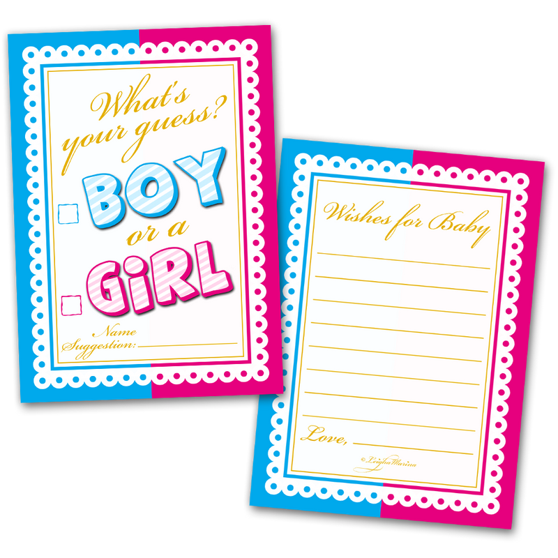 Baby Shower Cards What's Your Guess Boy or a Girl and Wishes for Baby - 40 Cards