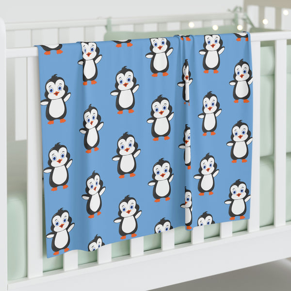 Baby Swaddle Blanket - Light Blue - Leigha Marina's Bebo The Penguin