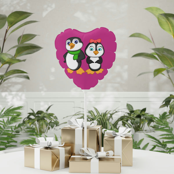 Balloon 11" Pink (Round & Heart-Shaped), Mommy & Daddy Penguins