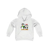 Youth-Size Mommy & Daddy Hoodie: Cute Cartoon Penguins Design