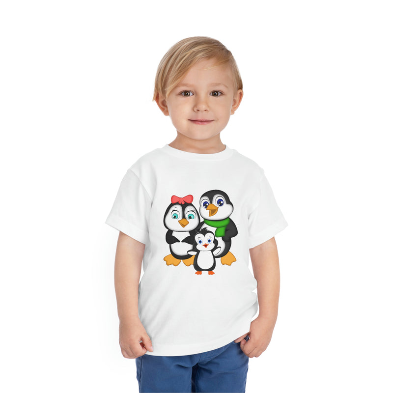 Toddler-Size Tee - Mommy, Daddy, and Bebo Penguins - Leigha Marina Cartoon Design