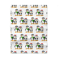 Soft Fleece Baby Blanket White - Mommy & Daddy Penguins