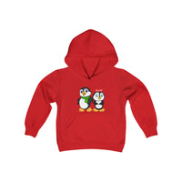 Youth-Size Mommy & Daddy Hoodie: Cute Cartoon Penguins Design