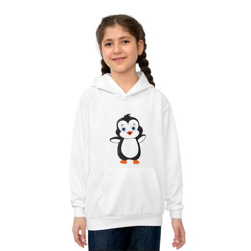 Youth-Size Bebo The Penguin Hoodie: Cute Cartoon Penguins Design