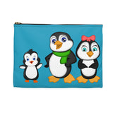 Accessory Pouch - Mommy, Daddy, and Bebo Penguins - Turquoise
