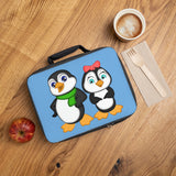 Lunch Bag - Mommy & Daddy Penguins - Light Blue
