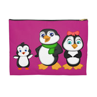 Accessory Pouch - Mommy, Daddy, and Bebo Penguins - Pink